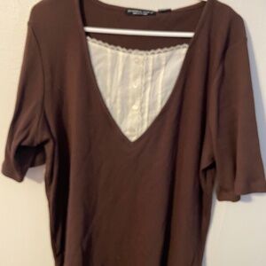 2x short sleeved rib knit top